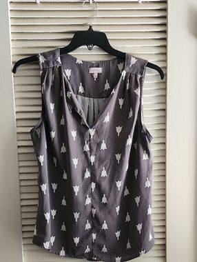 Pixley Gray Sleeveless Tulip Print Tank